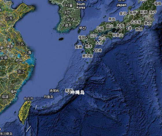 日本冲绳岛位置图